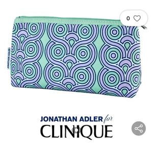 New Johnathan Adler x Clinique lavender/green graphic cosmetic make up bag